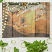 ウマ素朴サンフラワーワゴンホイールカウボーイブーツ キッチンタオル (折り畳み)