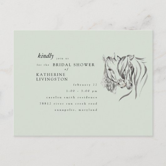 ウマ素朴ズヌズリングセージブライダルシャワー ポストカード (正面)