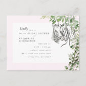 ウマ素朴ズヌズリングピンクブライダルシャワー インビテーションポストカード (正面)