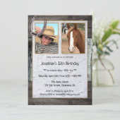 ウマ素朴フォト子供の誕生日招待状 招待状 (スタンド正面)