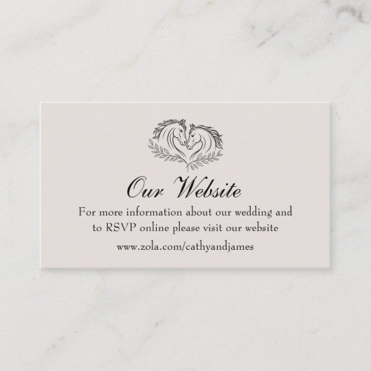 ウマ素朴ンカントリー西結婚のウェブサイト エンクロージャーカード (正面)