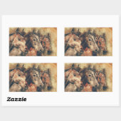 ウマ素朴ントリオ 長方形シール (シート)