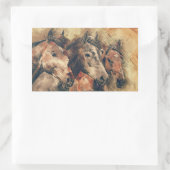 ウマ素朴ントリオ 長方形シール (バッグ)