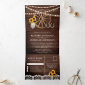 ウマ素朴ードサンフラワーズホースシュー結婚ウェスタン 三つ折り招待状 (内部)