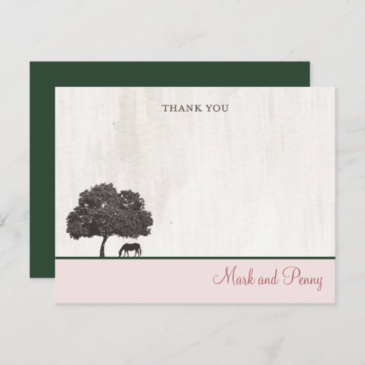 ウマ結婚の感謝文房具ノートカード サンキューカード (正面/裏面)