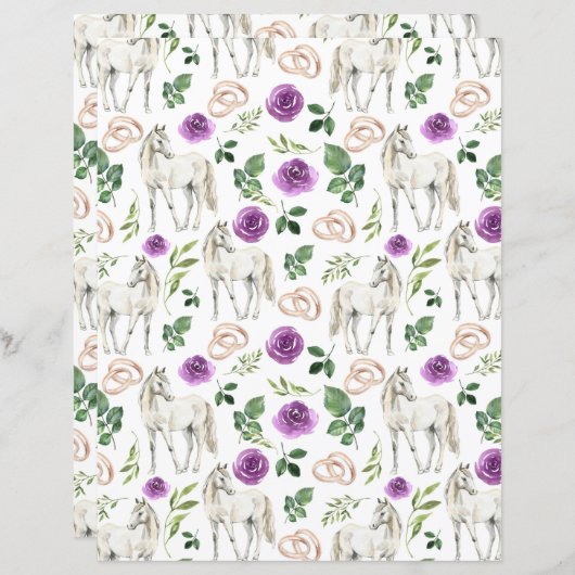 ウマ結婚ス・スクラップブック紙イン・ホワイト (正面/裏面)