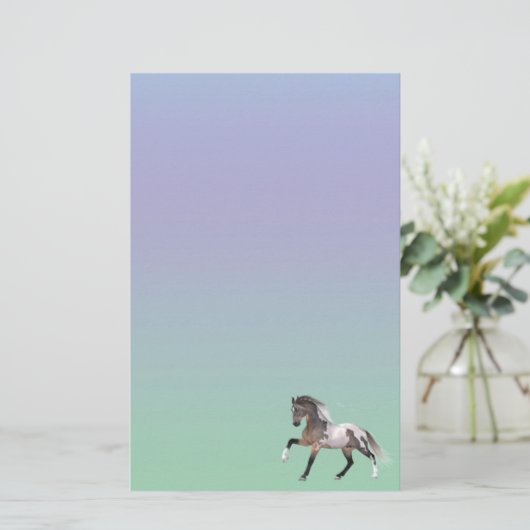 ウマ絵を描スランニングパステル文房具紙 便箋 (スタンド正面)