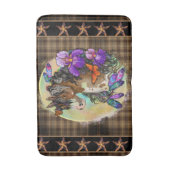 ウマ絵を描ームスタンと虹彩と蝶こうもり バスマット (正面縦)