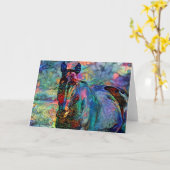 ウマ絵を描2アートノートカード カード (黄色い花)