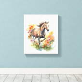 ウマ絵画の水色 キャンバスプリント (インサイチュ (ウッドフロア))