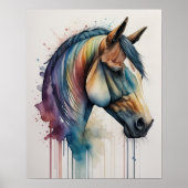 ウマ絵画の水色 ポスター (正面)