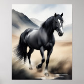 ウマ絵画の水色 ポスター (正面)