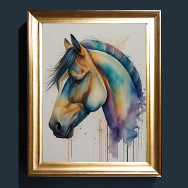 ウマ絵画の水色 ポスター