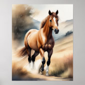 ウマ絵画の水色 ポスター (正面)