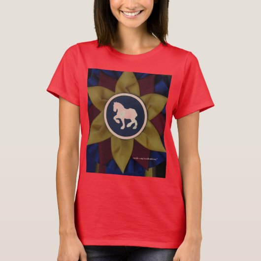 ウマ荷車を引くロゼット Tシャツ (正面)
