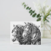 ウマ荷車を引くーズスケッチはがき ポストカード (スタンド正面)