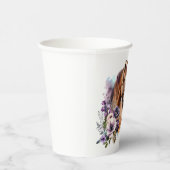 ウマ誕生日カップ紫色の花 紙コップ (右)