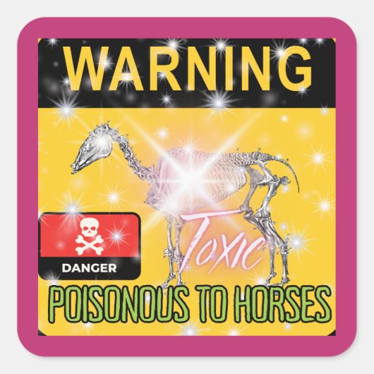 ウマ警告ズスクエアステッカーに有毒 スクエアシール (正面)