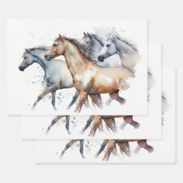 ウマ走ズスルーウォーターカラーリバー ラッピングペーパーシート