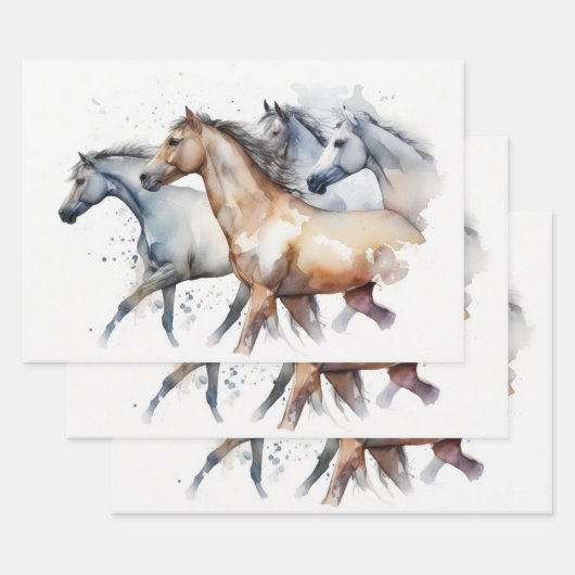 ウマ走ズスルーウォーターカラーリバー ラッピングペーパーシート (セット)