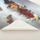 ウマ飛んでいるドッグを攻撃するホフズウルフ素朴パック シェルパブランケット (3/4)