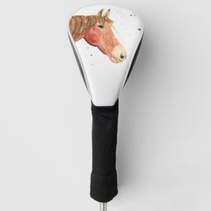 ウマ馬馬術動物おもしろい水彩色 ゴルフヘッドカバー