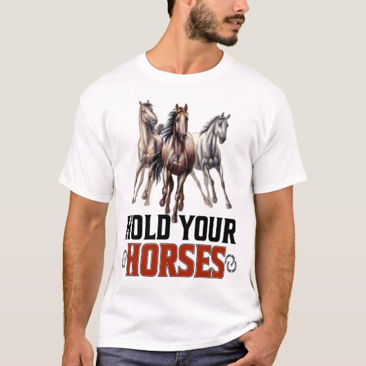 ウマ、おもしろいことわざTシャツ Tシャツ (正面)