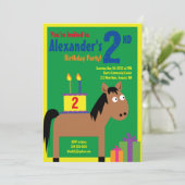 ウマ・アニマル・キッドのバースデーパーティ招待状 招待状 (スタンド正面)