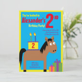 ウマ・アニマル・キッドのバースデーパーティ招待状 招待状 (スタンド正面)