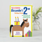 ウマ・アニマル・キッドのバースデーパーティ招待状 招待状 (スタンド正面)