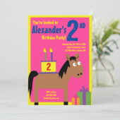 ウマ・アニマル・キッドのバースデーパーティ招待状 招待状 (スタンド正面)