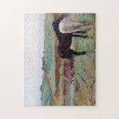 ウマ・イン・ア・メドウ，エドガー・デガ ジグソーパズル (縦)