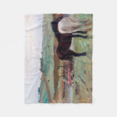 ウマ・イン・ア・メドウ，エドガー・デガ フリースブランケット (正面)