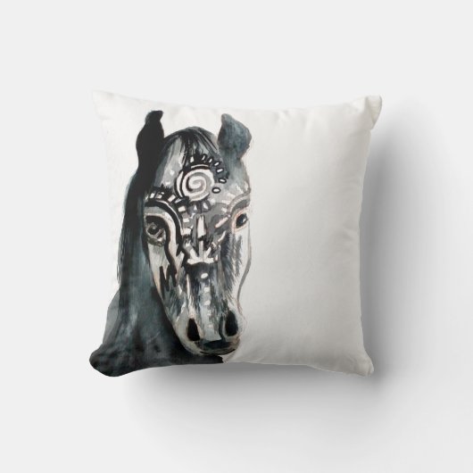ウマ・ウォーター・カラー・アート・クッション クッション (正面)