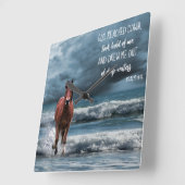 ウマ・オン・ビーチ感動的・ゴッド・ダウン スクエア壁時計 (傾斜)