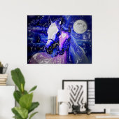 ウマ&ナイトポスタープリント-抽象芸術ウマのアート ポスター (ホームオフィス)