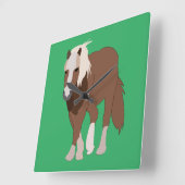 ウマ・ファーム・アニマル スクエア壁時計 (傾斜)