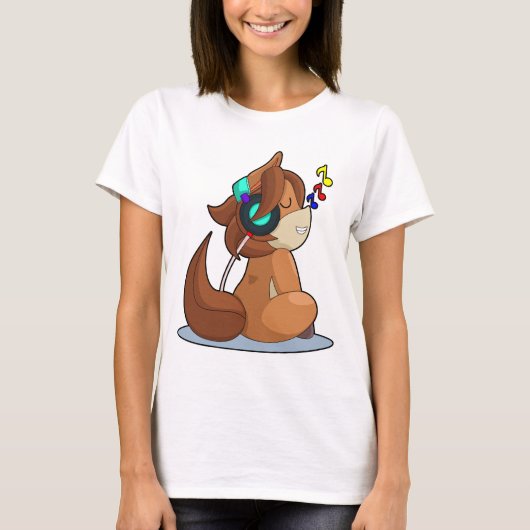 ウマ ヘッドホン ミュージック Tシャツ (正面)
