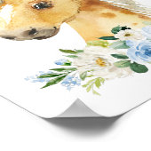 ウマ，家畜，青い花，男の子子供部屋 ポスター (角)