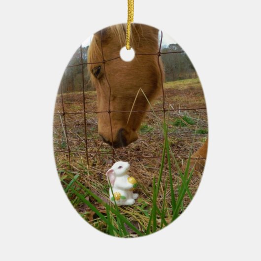 ウマ&春フラワーバニー セラミックオーナメント (正面)