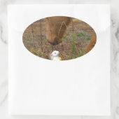 ウマ&春フラワーバニー 楕円形シール (バッグ)