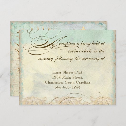 ウミウマの海岸のビーチ - 結婚式の招待状 エンクロージャーカード (正面/裏面)