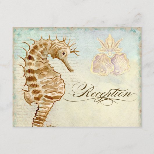 ウミウマの海岸のビーチ - 結婚式の招待状 エンクロージャーカード (裏面)