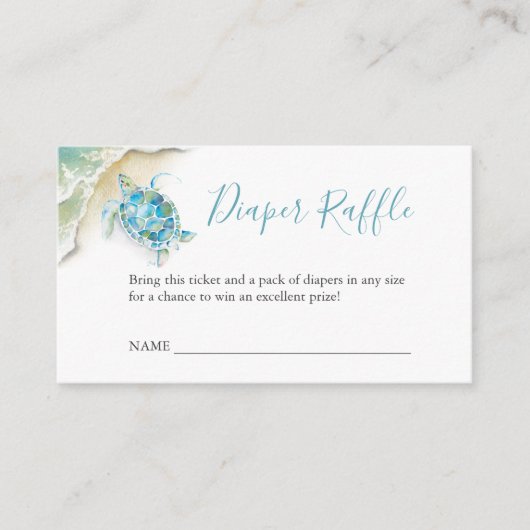 ウミガメおむつラッフル招待状エンクロージャカード エンクロージャーカード (正面)