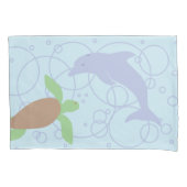 ウミガメおよびイルカ 枕カバー (正面)