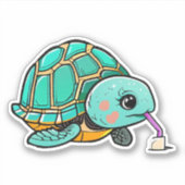 ウミガメお洒落のステッカー子供へ シール (正面)