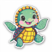 ウミガメお洒落のステッカー子供へ シール (正面)