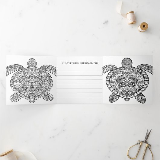 ウミガメがよくカラーリングカードを取得 三つ折り招待状 (内部)