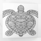 ウミガメがよくカラーリングカードを取得 三つ折り招待状 (内部最初)