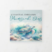 ウミガメがよくカラーリングカードを取得 三つ折り招待状 (カバー)